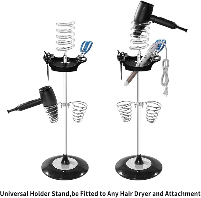 Hair Dryer StandTwisty Style Acrylic Top HolderHair Styling Appliances with Tray Two Spiral Holders and Heavy Base for Hair DryerFlat IronCurling StickHair StraightenerBrush (crystal)