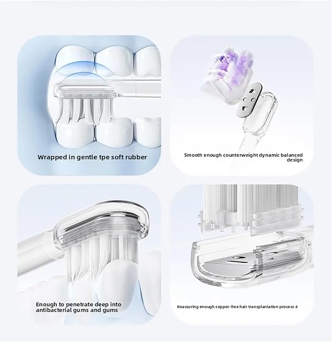 Compatible for Laifen Electric Toothbrush Brush Head LFTBO1-S LFTB01-P ABS LFTB01-A Oscillation &amp Vibration(Efficient Clean x3)