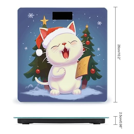 Cute Cat Sing Christmas Carols Bathroom Scale Weight Scale for Body WeightHighly Accurate Digital Weighing Machine Clear LED Display Digital Bathroom Body Scale 400lb/182kg