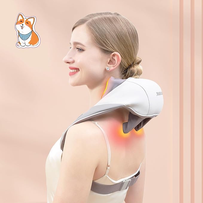 Neck and Shoulder Massager with Soothing Heat Deep Tissue Kneading Shiatsu Massage Pillow for Back Leg Body Pain Relief Electric Full Body Massager for Christmas Gifts