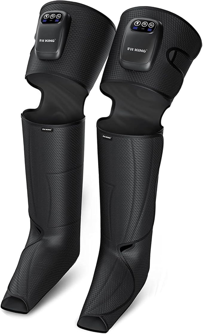 FIT KING Cordless Compression Boots Full Leg Compression Massager Rechargeable Portable Foot and Calf Massager for Circulation Pain Relief &amp Fast Recovery No External Long Hoses | Xmas Gift