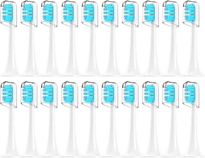 Compatible for Xiaomi Mijia T300/T500/T700 Sonic Electric Toothbrush Heads Replaceable Refill Nozzles 4 Colors with Anti-Dust Caps 4/20Pcs(20Blue)