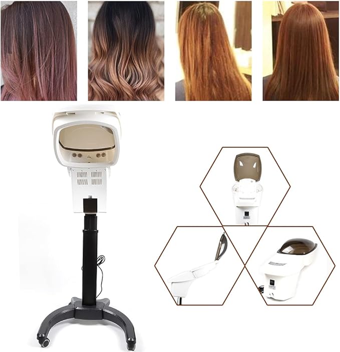 700W Stand Up Hair DryerColor Processor Machine Hair Heat LampsPortable Floor Hair Dryer Salon Hair Steamer with WheelsAdjustable Height LCD Panel
