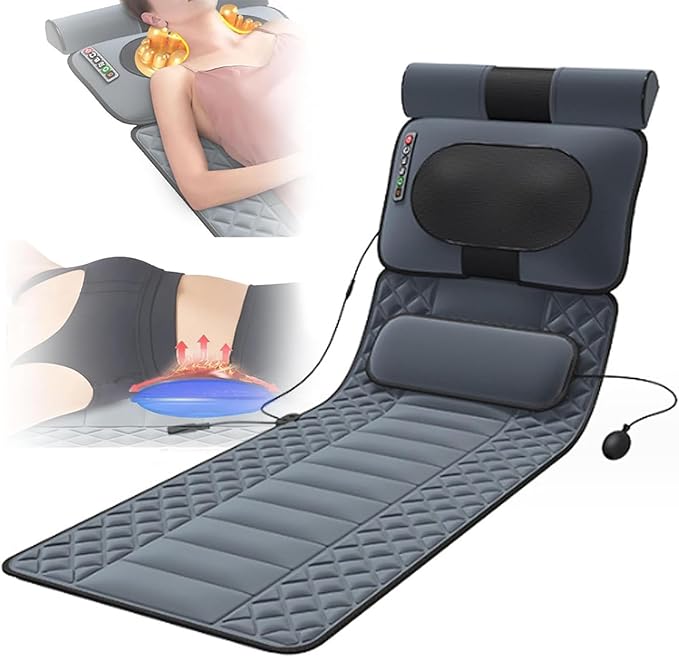 Foldable Full Body Massage Mat with Heat10 Motors Vibrating Full Back Massagers for NeckBackShouldersMassage Mattress PadLumbar Calf Muscle RelaxationRelieve Fatigue
