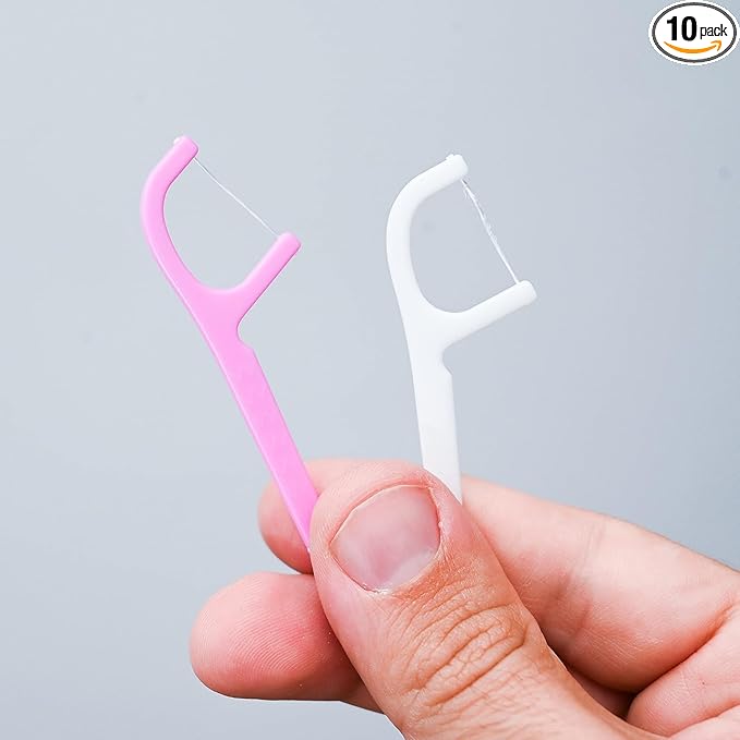 EcoQuality Dental Floss Picks Multicolored High Toughness Toothpick Sticks Perfect for Home Family Hotel Travel and Everyday Use Brushpicks (10)