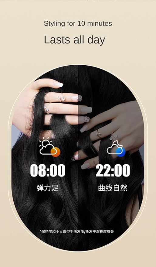 Automatic Curling Wand for Hair 36MM Korean Curls with Auto Rotate One-Touch Inner/Outer Curling 4 Heat Settings Fast 30s Heat Up 10 Min Styling Beige Anti-Scald Design 60 Min Auto Shut Off