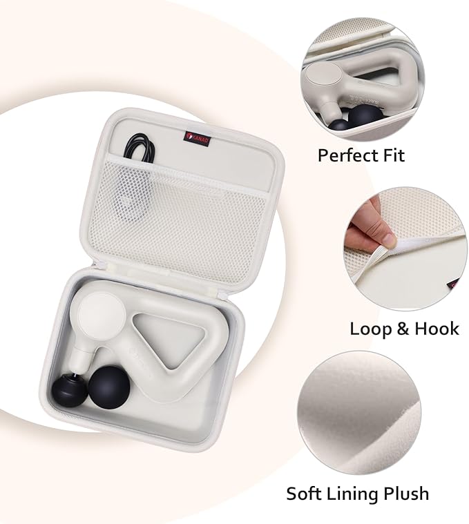 XANAD Massage Gun Case Compatible with TheraGun Relief Handheld Percussion Massage GunMassage Neck/Back/Leg/ShoulderCream-Inside: 8.3x6.9x2.4 (Case Only)