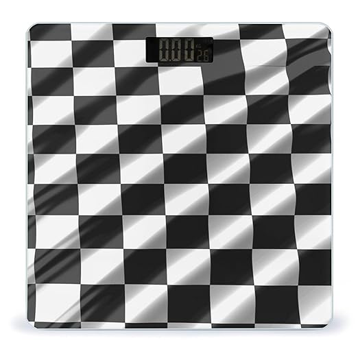 Black White Race Checkered Flag Scale for Body Weight Smart Scales Digital Bathroom Scale High Precision Weighing Scales with Large Display Weighing Machine for People