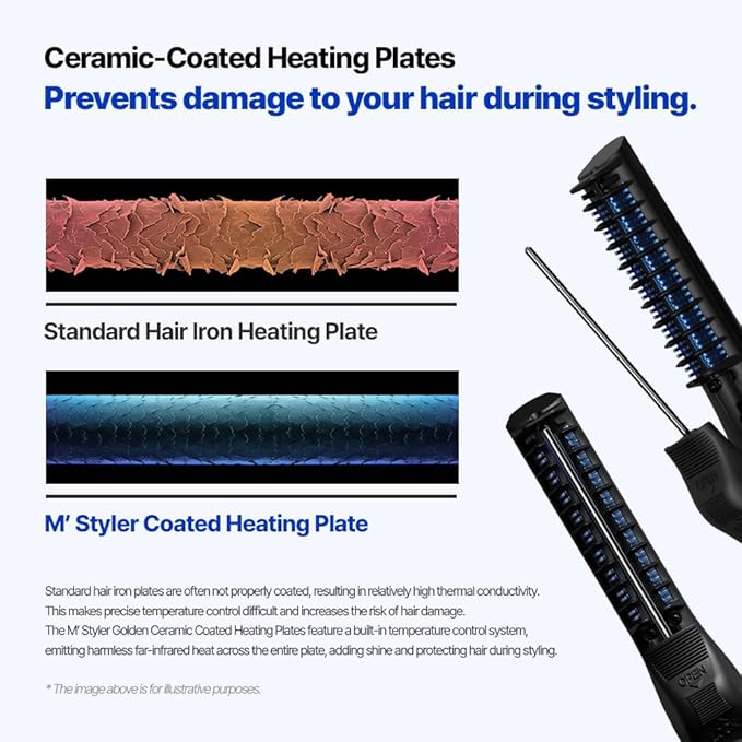 FORBEAUT M'STYLER AX (110V) - Men’s 3-in-1 Hair Styler with Down Wave &amp Straight Modes Smart Heat Control Ceramic Brush No Heat Damage Lightweight 10oz / 283g