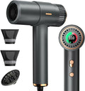Hair Dryer 110000RPM High Speed Blow Dryer 200 Millions Ionic Hairdryer with HD Display 2000W Professional Hair Dryers with Diffuser and Nozzle 4 Temps and 3 Speeds (Gray)