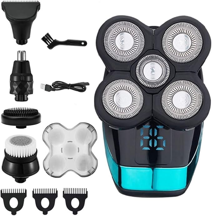 Head Shavers for Bald Men 5 in 1 Professional Electric Shaver Rechargeable Electric Razor for Men Beard Razor Wet-Dry Dual Use Waterproof Shaving Machine