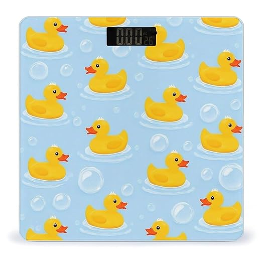 Men's Smart Scale for Body Weight Digital Bathroom Weighing Scale Automatic Switch Energy Saving Scale Yellow Rubber Ducks Bubbles White