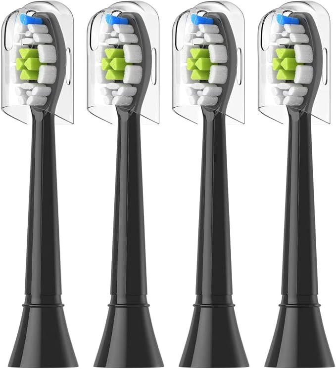 R4/8/12/16pcs Replacement Toothbrush Heads Compatible for with Philips Electric Brush Head 4100 6500 6100 7500 5300 1100(4pcs Black)