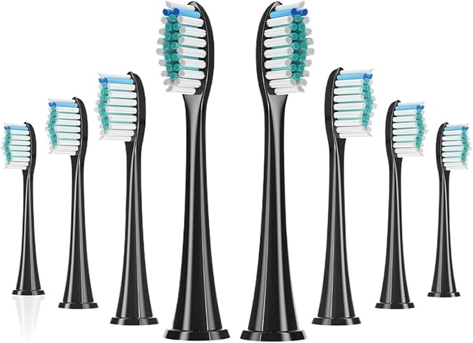 Replacement Toothbrush Heads Compatible for Phili Sonic Care Electric Handles(8pcs Black)