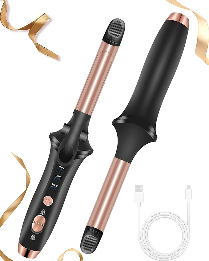 Cordless Curling Iron RechargeableUSB Rechargeable 4000 mAh Cordless Hair Curler3 Temp Setting Mini Travel Battery Powered Curling Iron2 in 1 Portable Hair Straightener and Curler