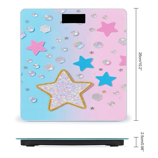 Blue Pink Glitter Weight Scale Large Digital Bathroom Scales with Bright LED Display Non Slip Digital Scale and Step On Fashion Weighing Machine for Body