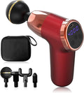 Ergocar Powerful Muscle Massage Gun Deep Tissue 20 Speeds Handheld Electric Body Massagers with 4 Heads Super Quiet Portable for Athletes Sedentary Office Worker Button Style-Red