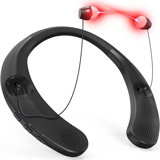 KTS Neckband Red Light Ear Therapy Device Red Light Device for Ear Comfort with 650nm Wavelength&amp3 Power Levels Auto Timer Portable Neck-Hanging Design