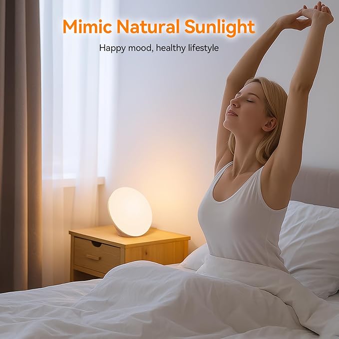 670nm Red Night Light Red Night Sleep Lamp for Bedroom Light Therapy Lamp with 10000 Lux Sun Light 5 Color Temperatures 5 Brightness Levels 4 Timer Settings Smart Touch &amp Remote Control