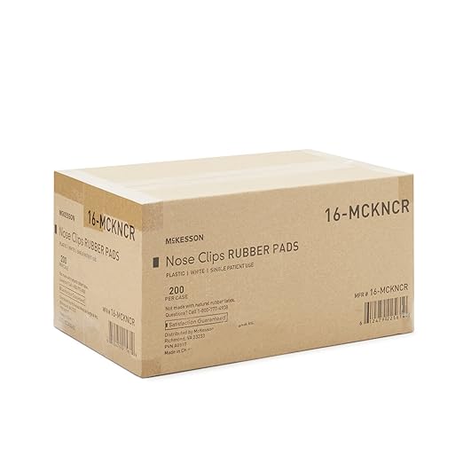 McKesson Nose Clips - Disposable Plastic and Rubber White for Spirometry Testing - Comfortable Fit for All Sizes 200 Count 1 Pack