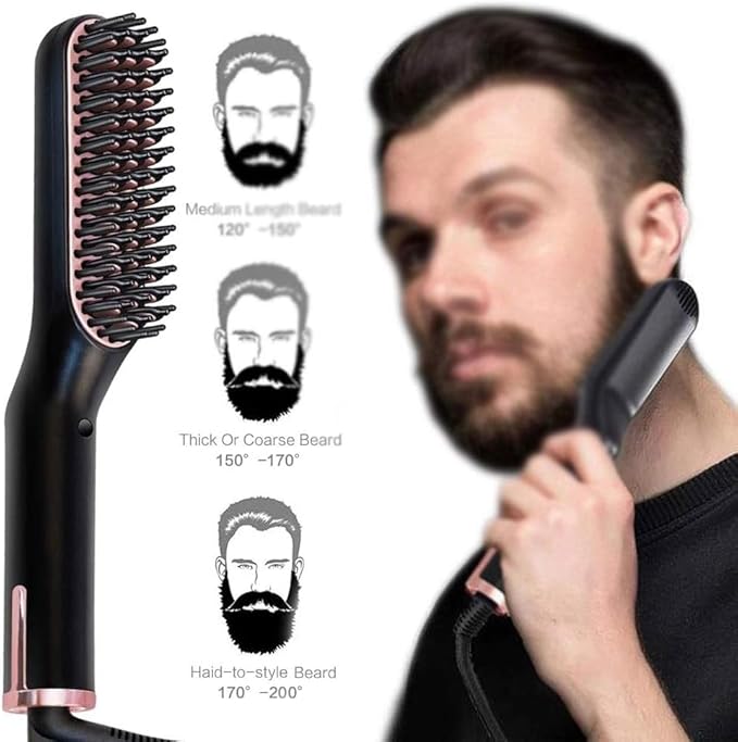 Hair Straightener Smoothing Brush Ceramic Heating Comb Men Beard Straightener Electric Hair Brush Comb Hair Straightening Iron