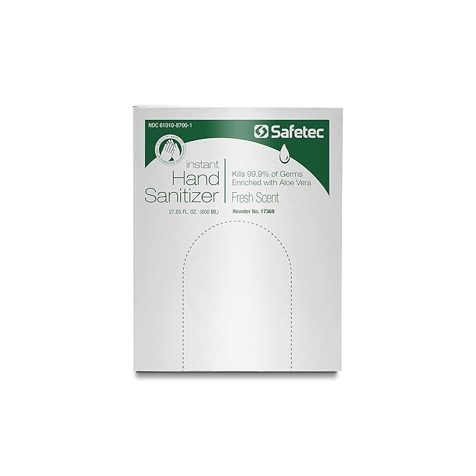 Safetec Automatic Hand Sanitizer Dispenser Refills in 800 mL Bag-in-Box (Fresh Scent)