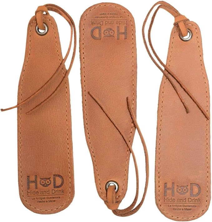 Hide &amp Drink Leather Bookmark Page Marker for Book Lovers Page Turners Travel Readers Literature Fans Book Club Gifts Handmade 101 Year Warranty (Single Malt Mahogany)