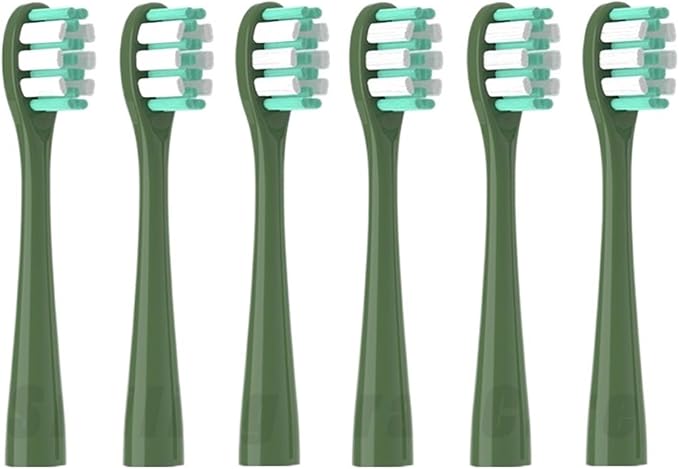 6/12PCS D1/D2/D3 Replacement Electric Toothbrush Head Soft Bristles Cleaning Vacuum Replace Brush with Dust Cover(6PCS Green)