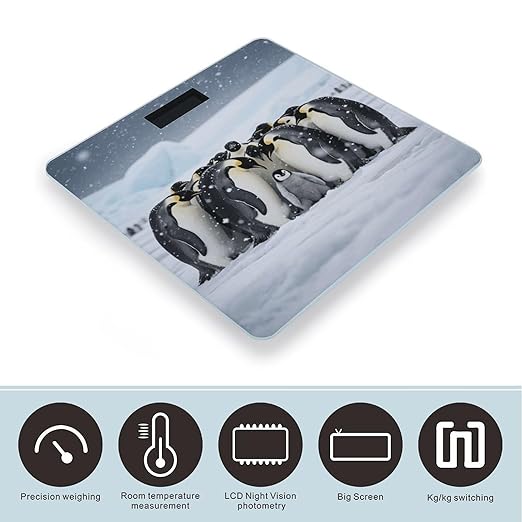 Emperor Penguin Huddle Scale for Body Weight Sturdy Tempered Glass Weighing Scales with LCD Display Accurate Digital Bathroom Scale Convenient Body Fat Smart Scales Easy Read