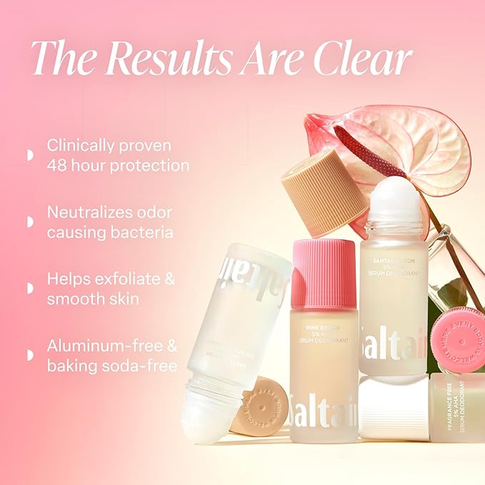 Saltair Serum Deodorant and Body Oil Bundle – Aluminum-Free AHA Deodorant 2 Pack (2 x 1.7oz) and Hydrating Pink Beach Body Oil (4oz) – Skincare Essentials for Daily Use