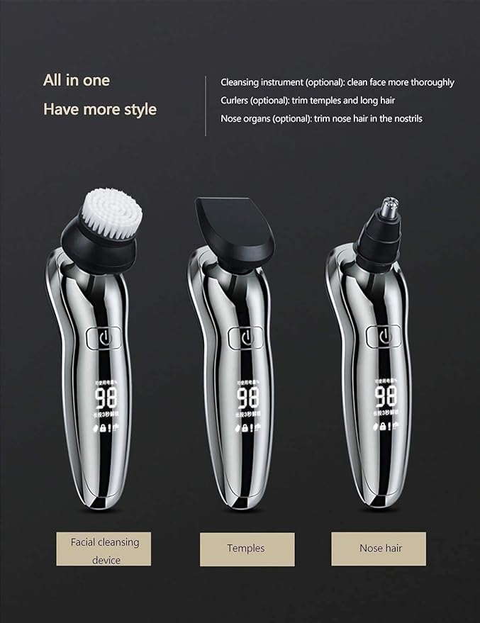 Electric Razor for Men Mens Electric Shavers 4 in 1 Dry Wet IPX7 Waterproof Rotary Shaver Razors Face Shaver USB Rechargeable for Shaving Traveling Gift for Dad Husband