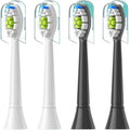Compatible for 4/8pcs Replacement Toothbrush Heads Compatible with Philips Sonicare Soft Electric Brush Head 4100 6500 6100 7500 5(2White 2Black)
