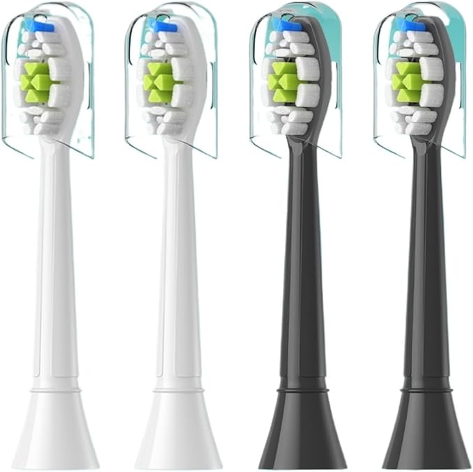 Compatible for 4/8pcs Replacement Toothbrush Heads Compatible with Philips Sonicare Soft Electric Brush Head 4100 6500 6100 7500 5(2White 2Black)