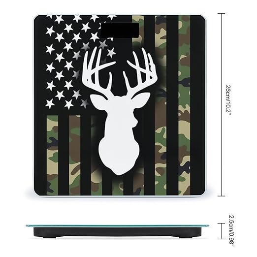 Energy Saving Scale Bathroom Weighing Scale Smart Scale for Body Weight Digital Deer Camo Camouflage American Flag Hunting Black