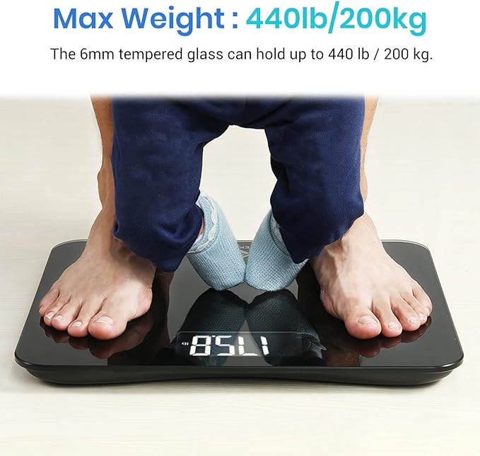 Etekcity Scale for Body Weight Bathroom Digital Weighing Machine for People Extra Wide Platform and High Capacity Accurate and Safe Large Number and Easy-to-Read on Backlit LCD Display 440 lb