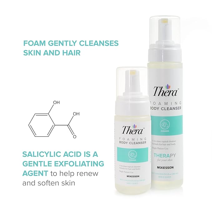 Thera Foaming Body and Hair Cleanser Rinse-Free Exfoliating Foam 5 oz 12 Count