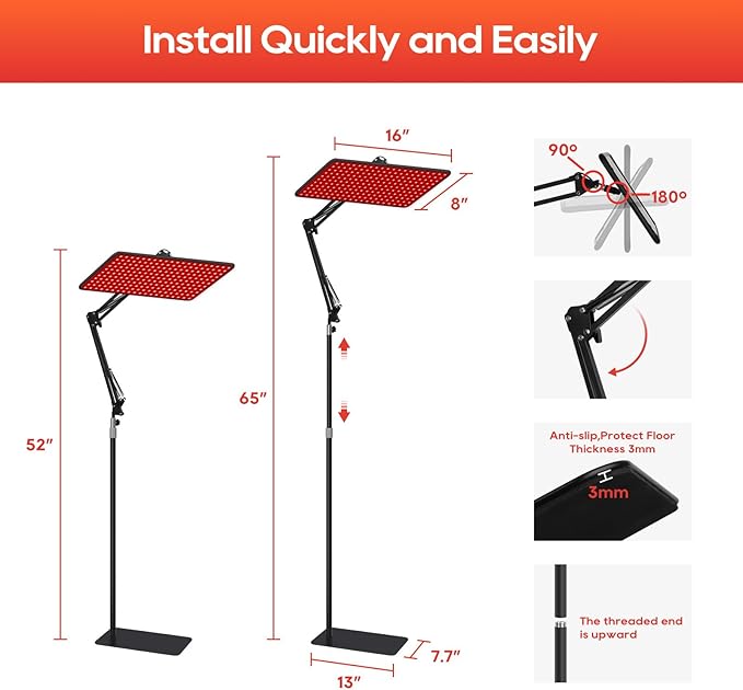 Red Light Therapy for Body and Face 660nm 850nm 940nm Infrared Redlight-Therapy Lamp Device with Large Panel and Stable Stand at Home Idea Gift for Women Wife Mom Sister Girlfriend (L)
