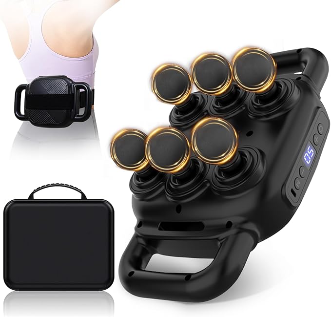 Six Head Massage Gun with 50 Adjustable Intensities &amp 9 Modes Massage Gun for Back Leg Muscle Pain Relief Ideal Gifts for Friends and Parents