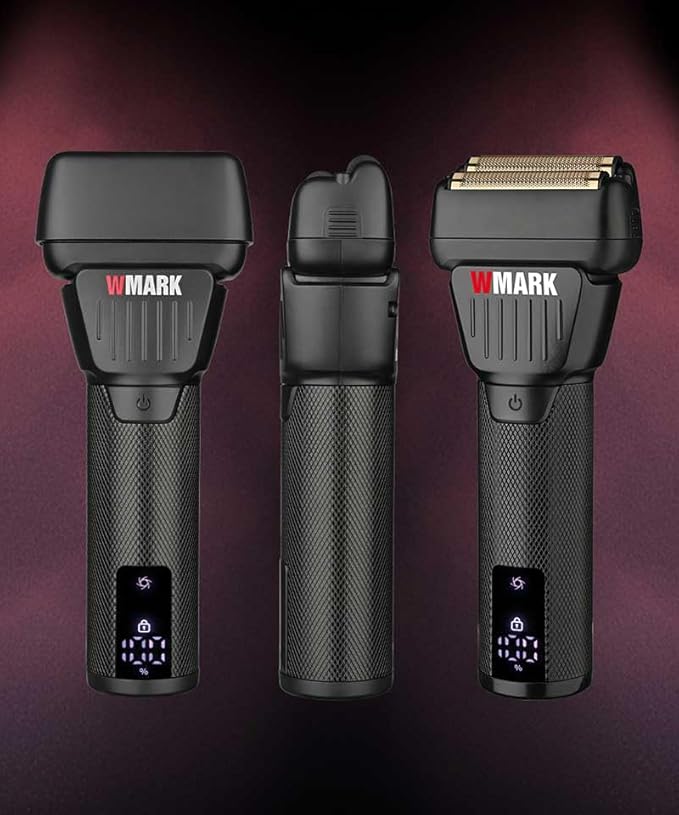 WMARK Electric Foil Shavers for Men Electric Razor for Men Cordless High Speed Motor 9000RPM Titanium Coated Floating 2 Blades LED Display IPX6 Waterproof Wet Dry Face Razor USB-C Black NG-7982