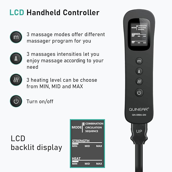 QUINEAR Leg Massager for Circulation and Pain Relief Heating Leg Compression Massager with 3 Modes Foot and Calf Massager with 3 Intensities 3 Heats - Gift for Mom and Dad