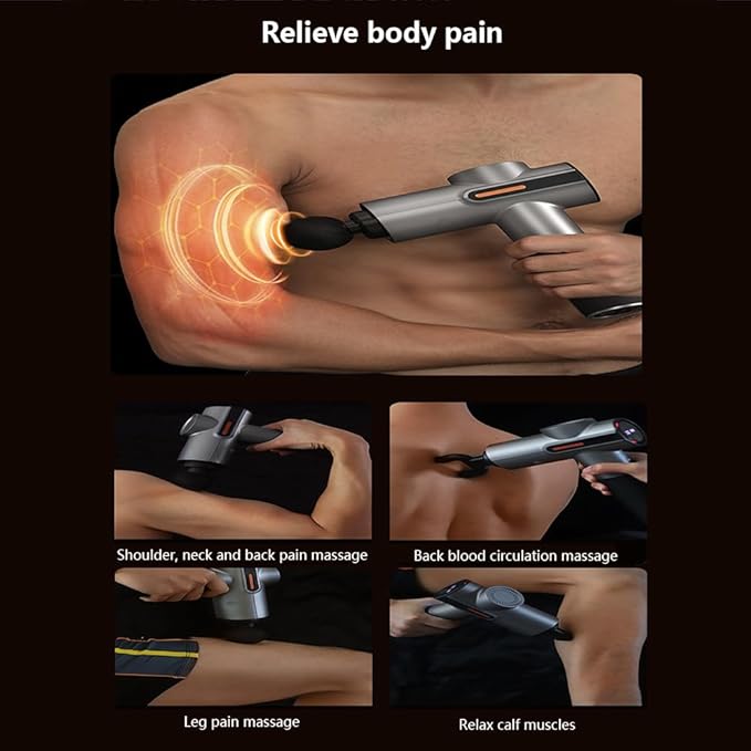 MassagerDeep Tissue Back Massage for AthletesFour Modes32-Position AdjustmentWith 8 Interchangeable Massage HeadsLED Screen DisplayMood Light Impact Massager for Pain ReliefGrey