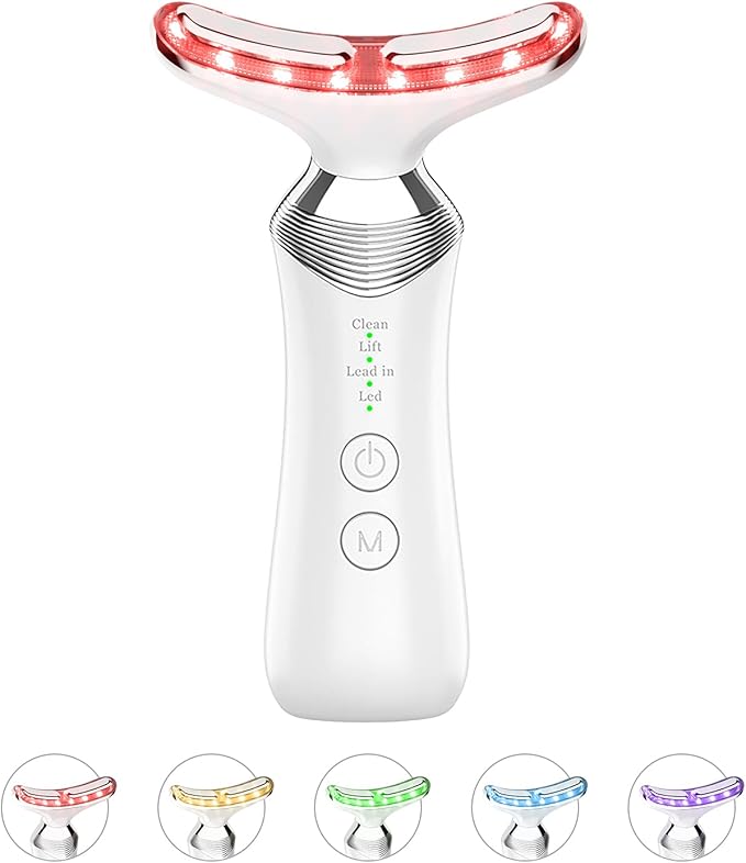 Red Light Therapy for Face and Neck 8-in-1 Led Face Neck Massager for Skin Care