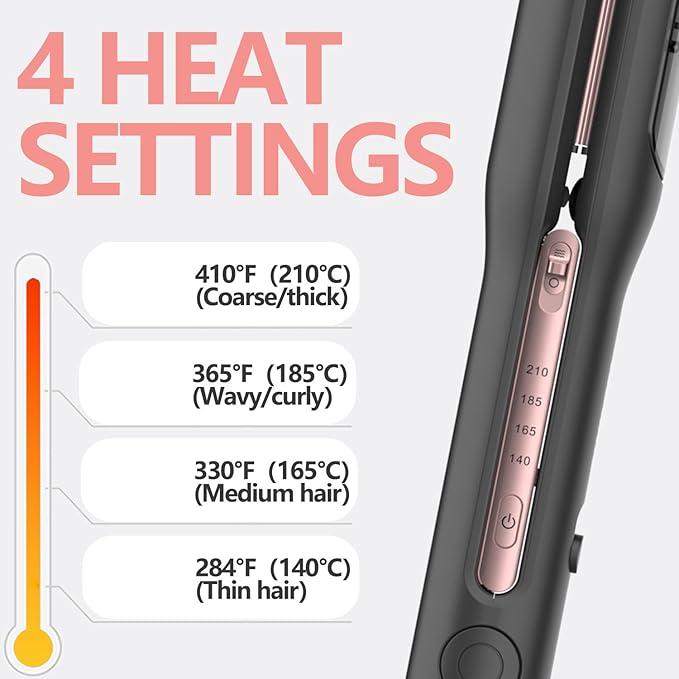 Steam Flat Iron and Culur - 1.25 Inch Hair Straightener for All Hair Types Adjustable Temp 284°F-410°F Fast Heat Up in 30 Sec (Black)