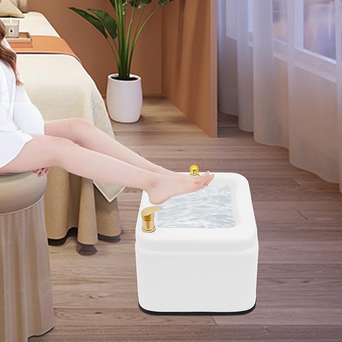 Acrylic Massage Foot Bath Portable Foot Spa Tub with Practical Hand Shower + 4 Wheels Bottom Raised Massage Point &amp Adjustable Hot and Cold Water for Salons Homes. (Style 1)