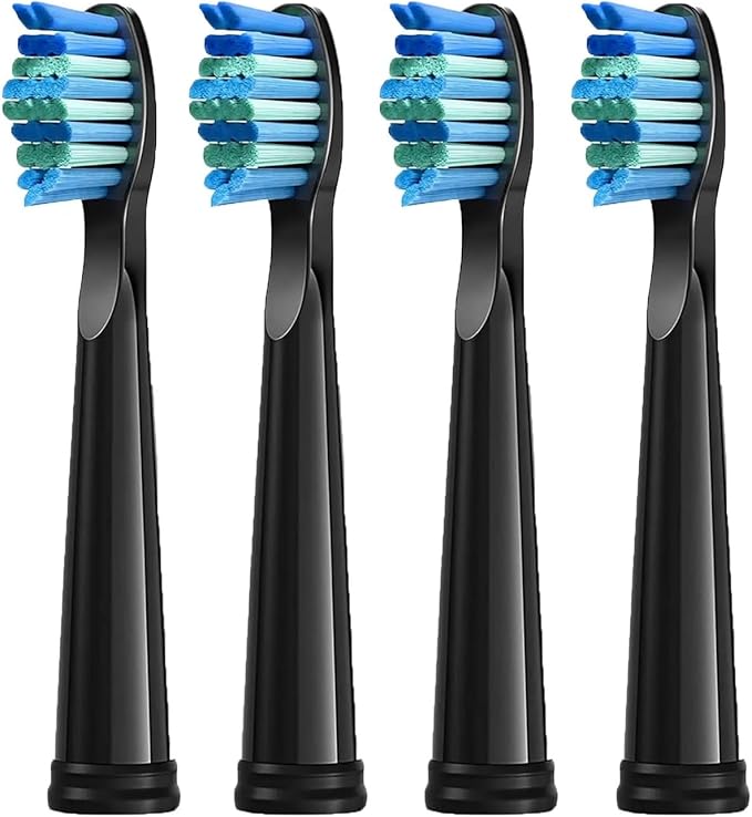 4 Pcs Electric Toothbrush HeadsCompatible for D7/D8/FW507/FW508/FW551/917/959/SG-E9 Moderately Soft Bristles Brush(Black)