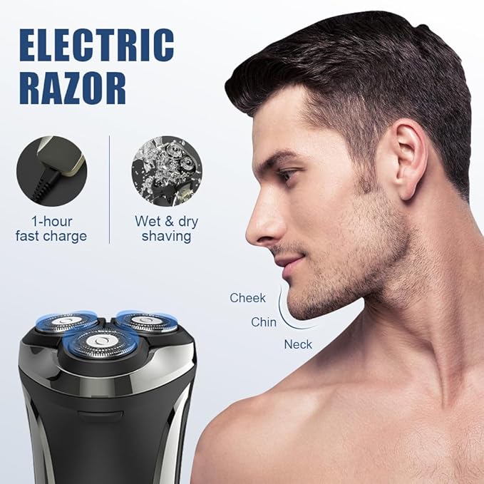 Snapbuy Electric Razor for Men 2025 New Electric Razor 4D Rotary Ipx7 Waterproof Electrics Razors Wet &amp Dry Rechargeable Electrics Shaver LCD Display (1)