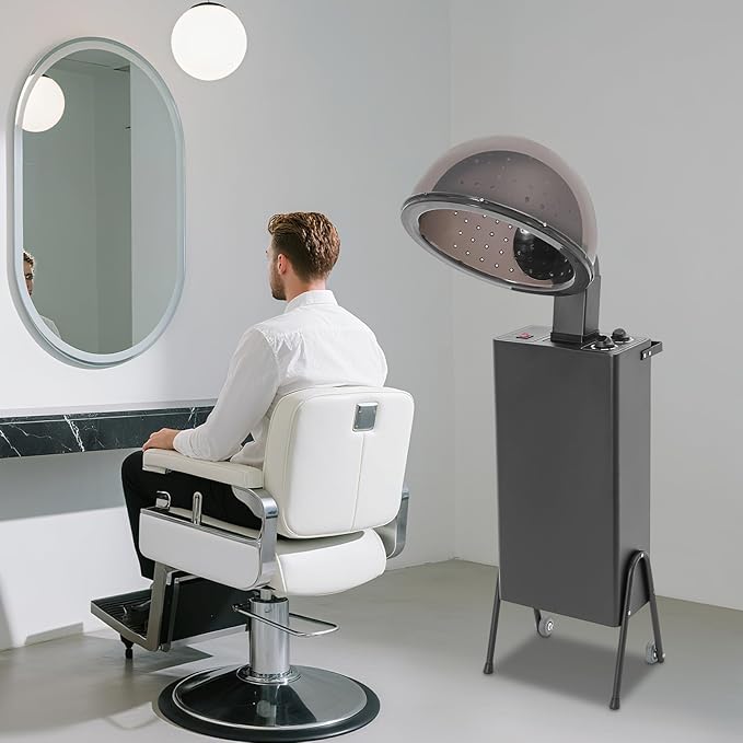 1200w Standing Hooded Hair Dryer Table Top Hooded Hair Dryer for Home Professional Hood Hair Dryers for Salon Use 60 Minute Timer Adjustable Degree Hood &amp Temperatures