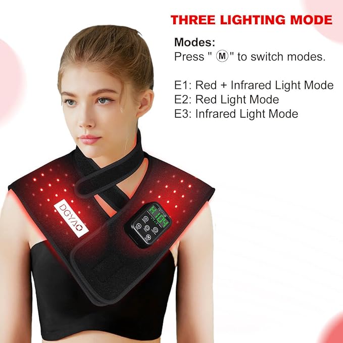 New RC2 Cordless Red Light Therapy for Neck and Shoulders Near Infrared Therapy Wrap Pulse Therapy for Pain Muscle Relief