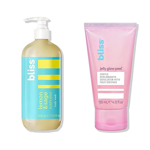 Bliss Soapy Suds Body Wash &amp Jelly Glow Peel - Nourishing and Hydrating Skincare - Clean Vegan Cruelty-Free