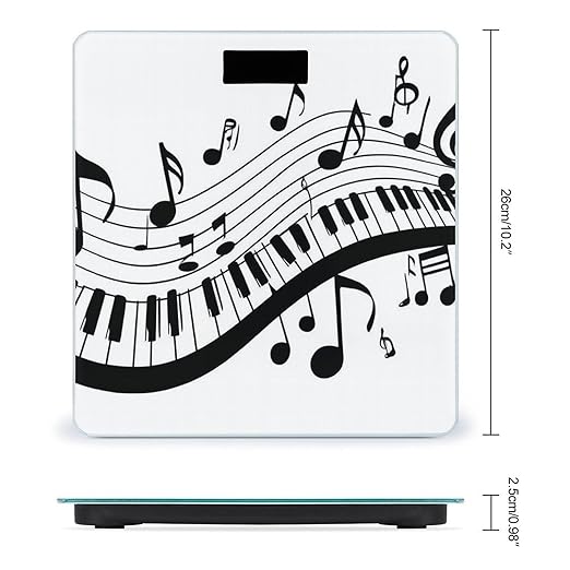 Women's Digital Bathroom Weighing Scale Automatic Switch Energy Saving Scale Smart Scale for Body Weight Black White Piano Keys Musical Notes